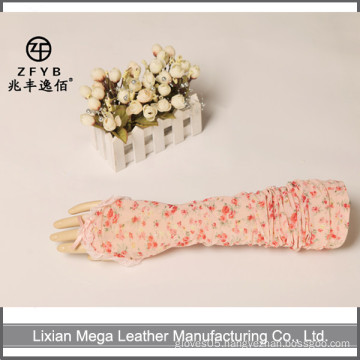 Female Long summer sun protection gloves lace and florals